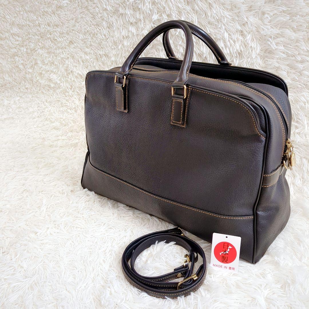 美品✨️豊岡鞄　ボストンバッグ　2way　レザー　ブラック　ショルダーバッグ