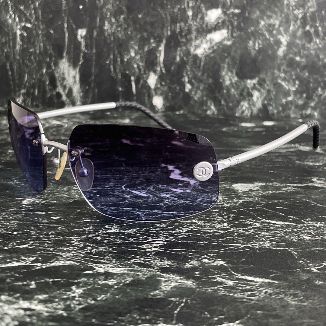 極美品 CHANEL シャネル ココマーク リムレス サングラス カラーレンズ