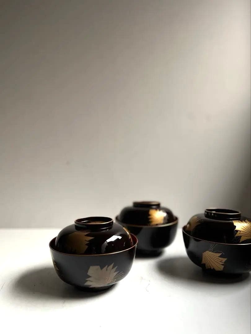 【うさぎ様リクエスト】256 骨董 熨斗紋様吸物椀 4客.419〜2客おまとめ