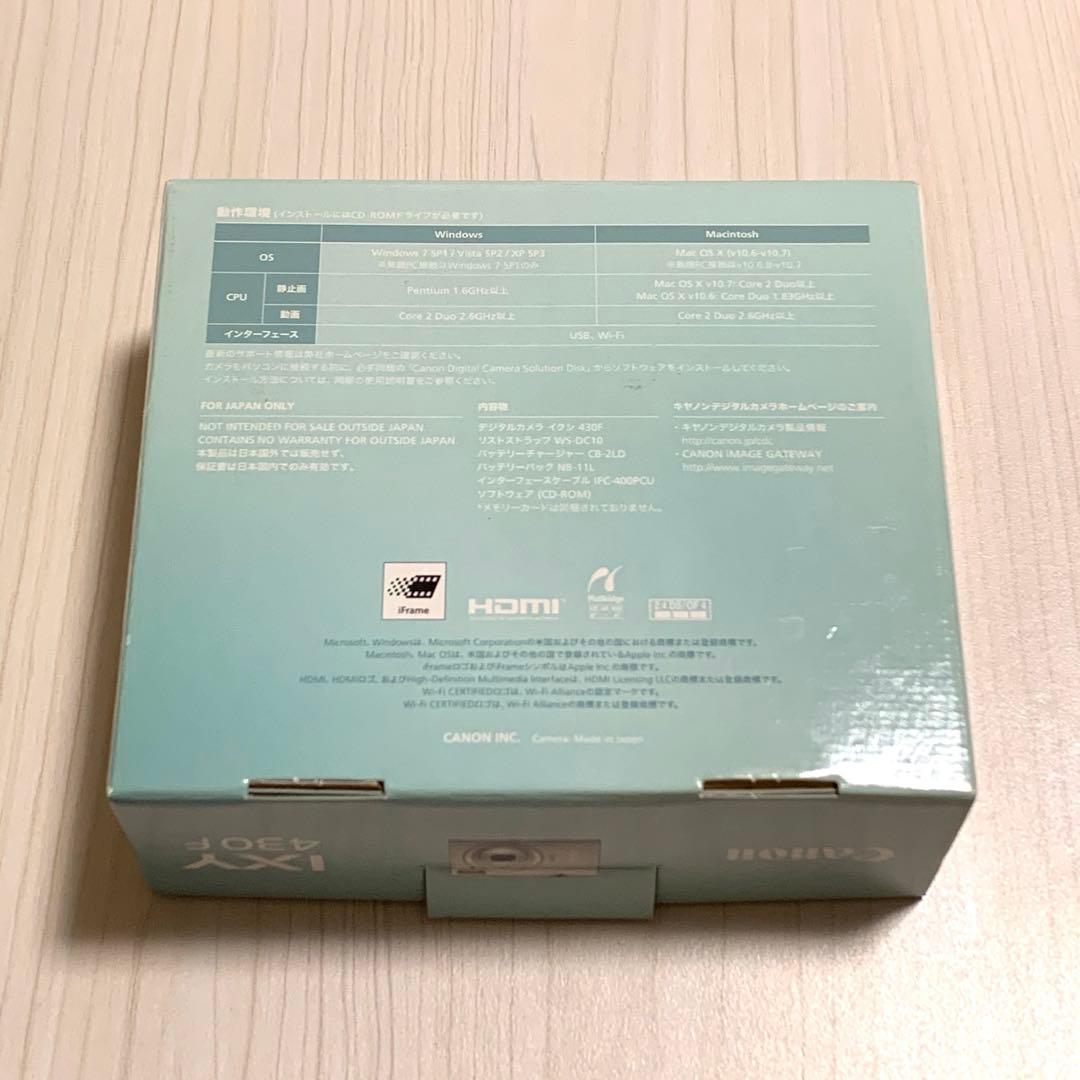 【ほぼ未使用】Canon IXY 430F 箱・付属品完備 SDカード付き