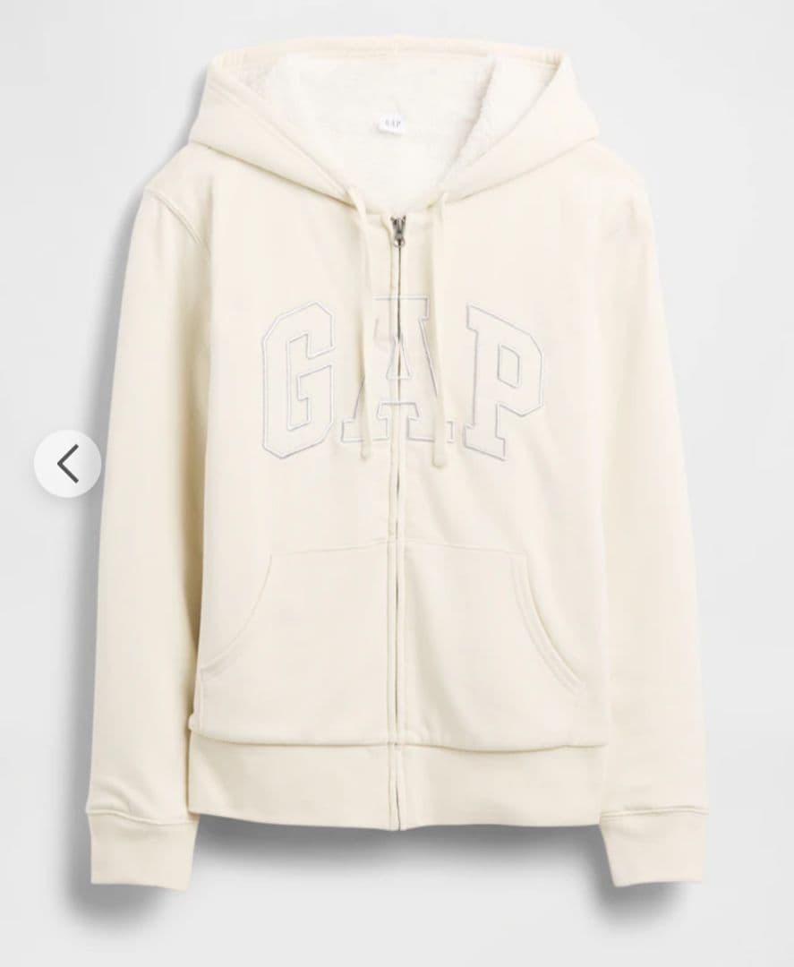 リラックスフィット GAPロゴ 裏ボア ジップアップパーカー