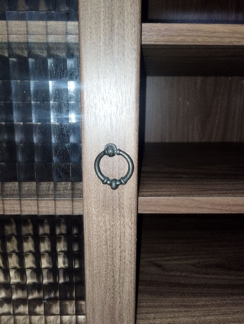 木製食器棚キャビネット 5段 ガラス扉♪