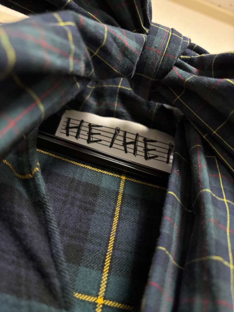 HEIHEI リボンワンピース グリーンチェック