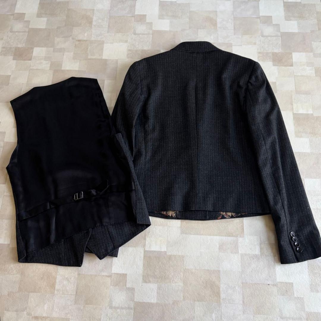 【D&G】セット　テーラードジャケット　ベスト ウール　ストライプ　グレー　42