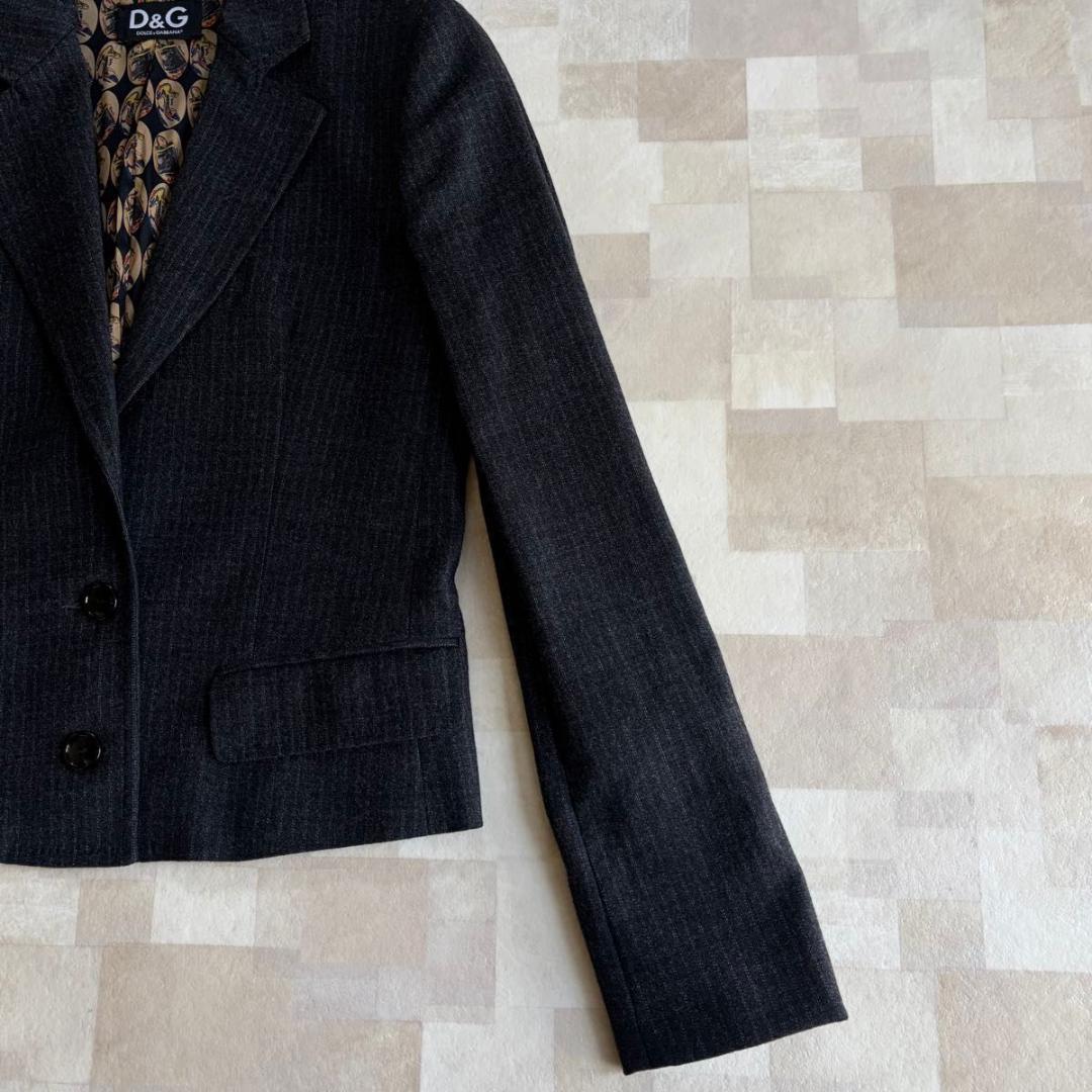 【D&G】セット　テーラードジャケット　ベスト ウール　ストライプ　グレー　42