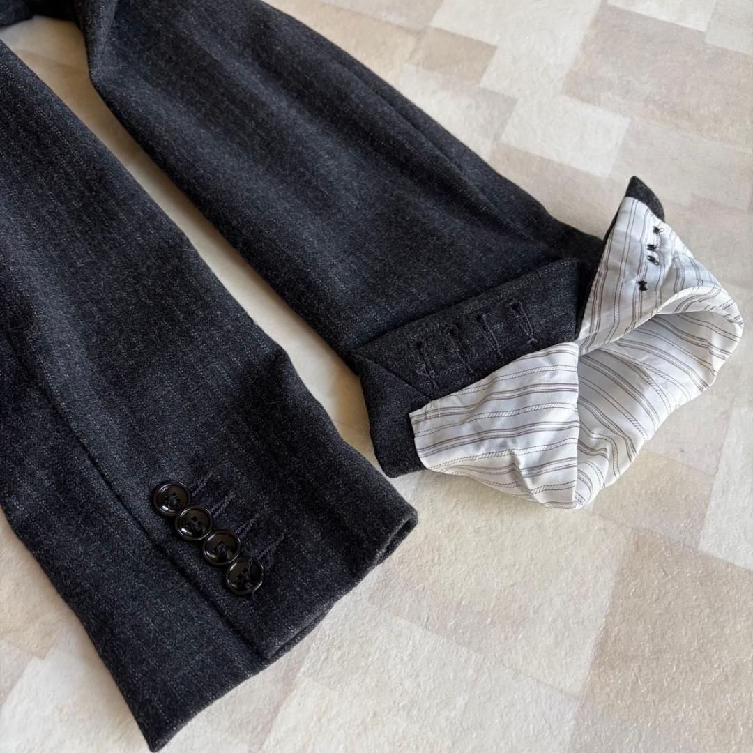 【D&G】セット　テーラードジャケット　ベスト ウール　ストライプ　グレー　42