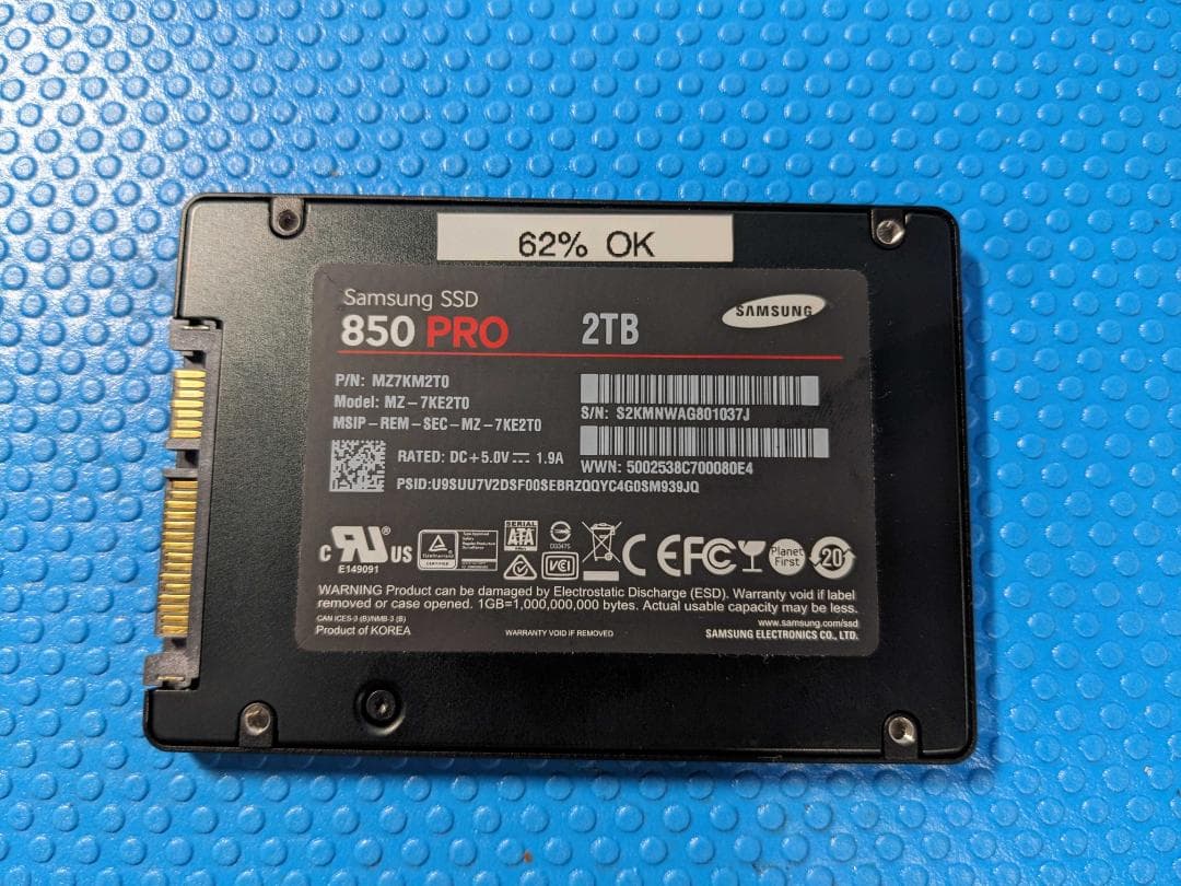 o*u様 Samsung SSD 850 PRO 2TB 状態:62%