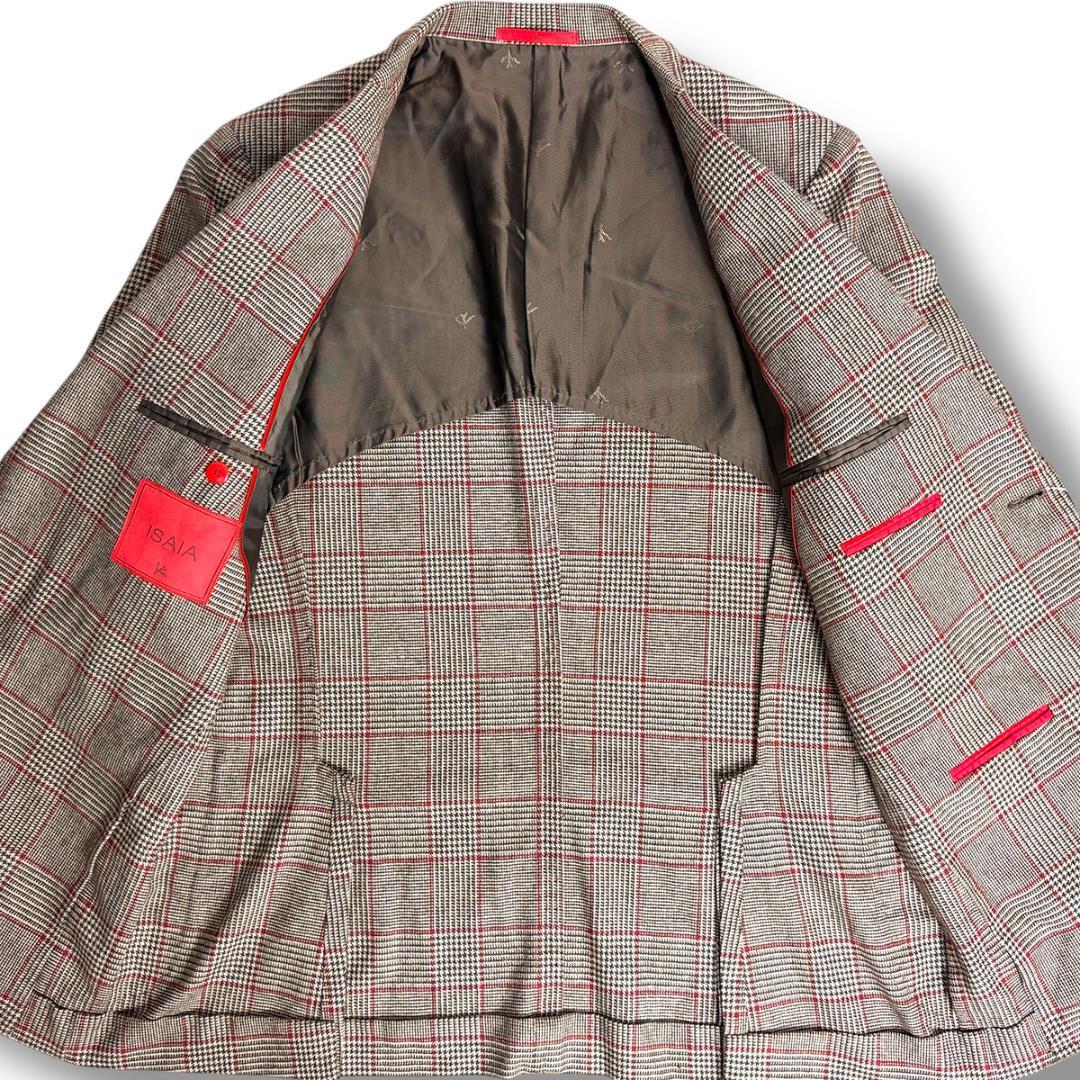 J6384 美品 イザイア SAILORフランネルグレンプレイドジャケット 48