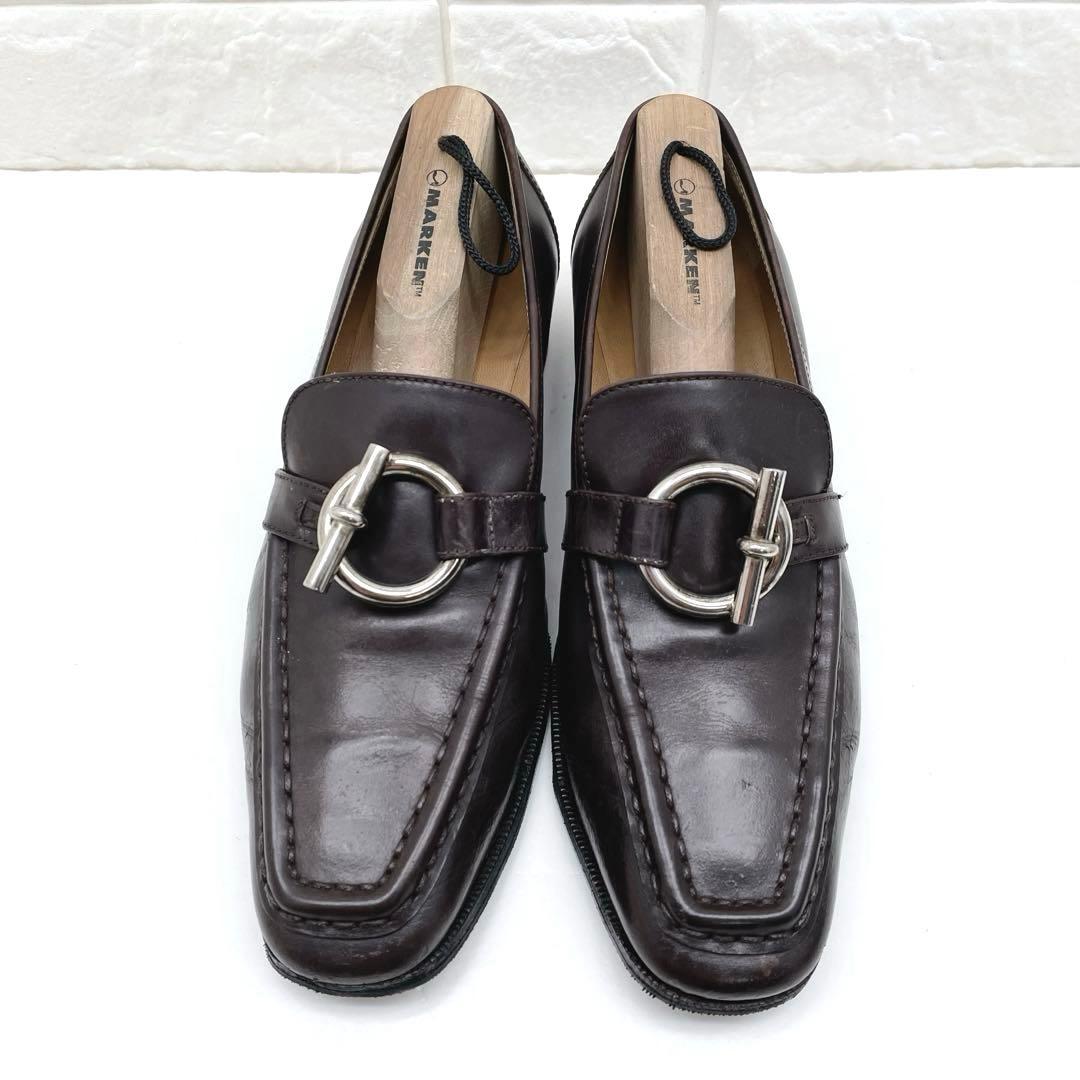 エルメス シェーヌダンクル ローファー 革靴 シルバー金具 レザー 25.0