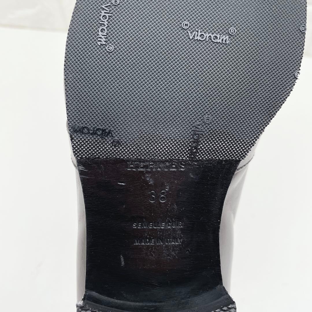 エルメス シェーヌダンクル ローファー 革靴 シルバー金具 レザー 25.0