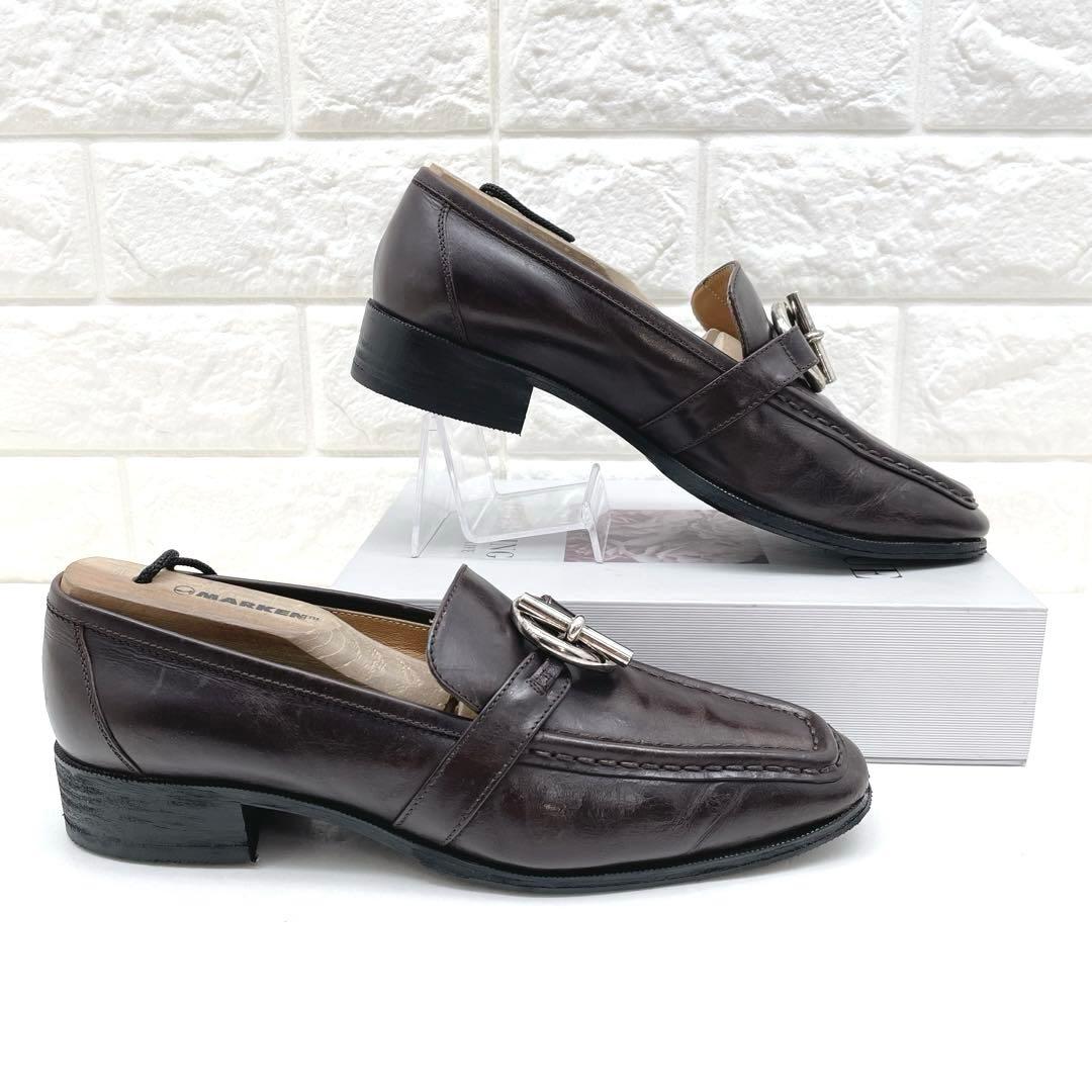 エルメス シェーヌダンクル ローファー 革靴 シルバー金具 レザー 25.0