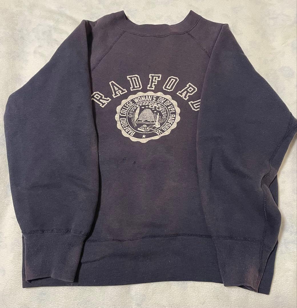 ナス紺　ビンテージスウェット　フェード　ラグラン