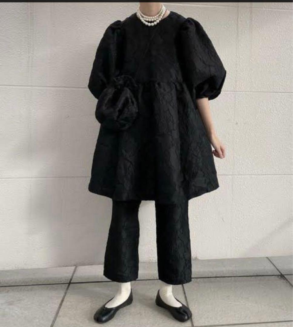 perna ジャガードボリュームブラウス ブラック　ペルナ