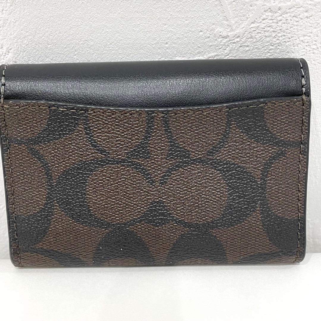 COACH 名刺入れ ブラック/ブラウン シグネチャー カードケース コーチ