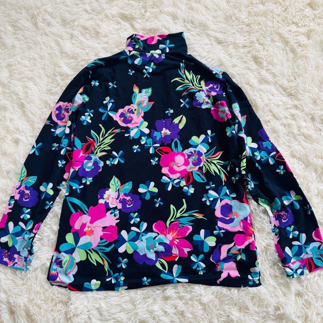 ほぼ未使用 レオナール ハイネック　チュニック 花柄　黒 XL トップス　長袖