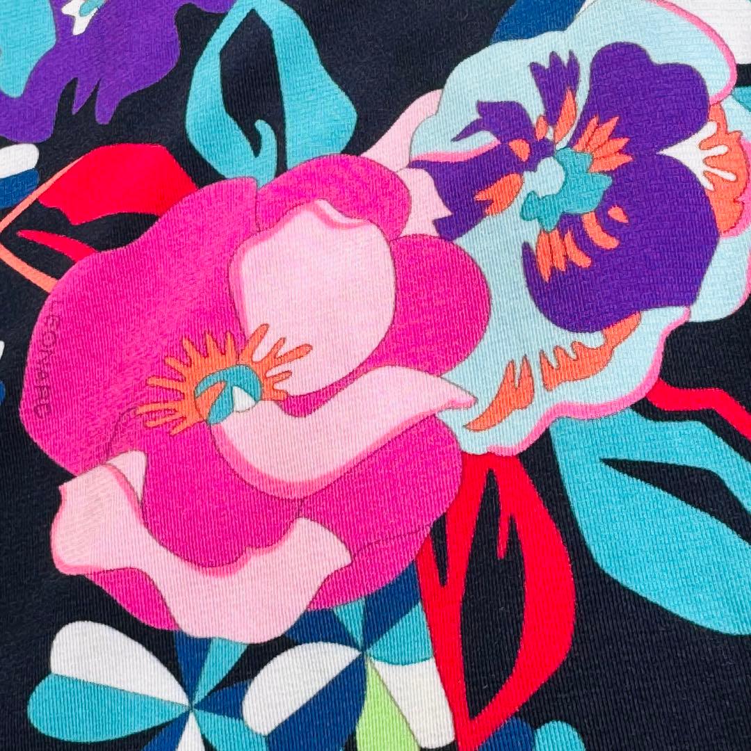 ほぼ未使用 レオナール ハイネック　チュニック 花柄　黒 XL トップス　長袖