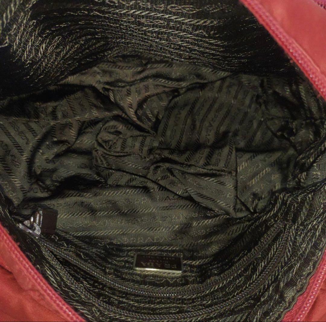 プラダ メッセンジャーバッグ ショルダーバッグ レザー×ナイロン 赤