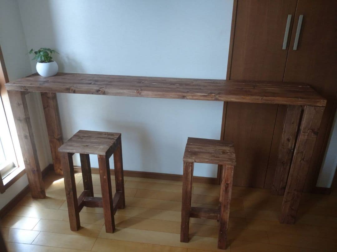 【ベックさん】180 カウンターテーブル 無垢材　アンティーク風　木目調