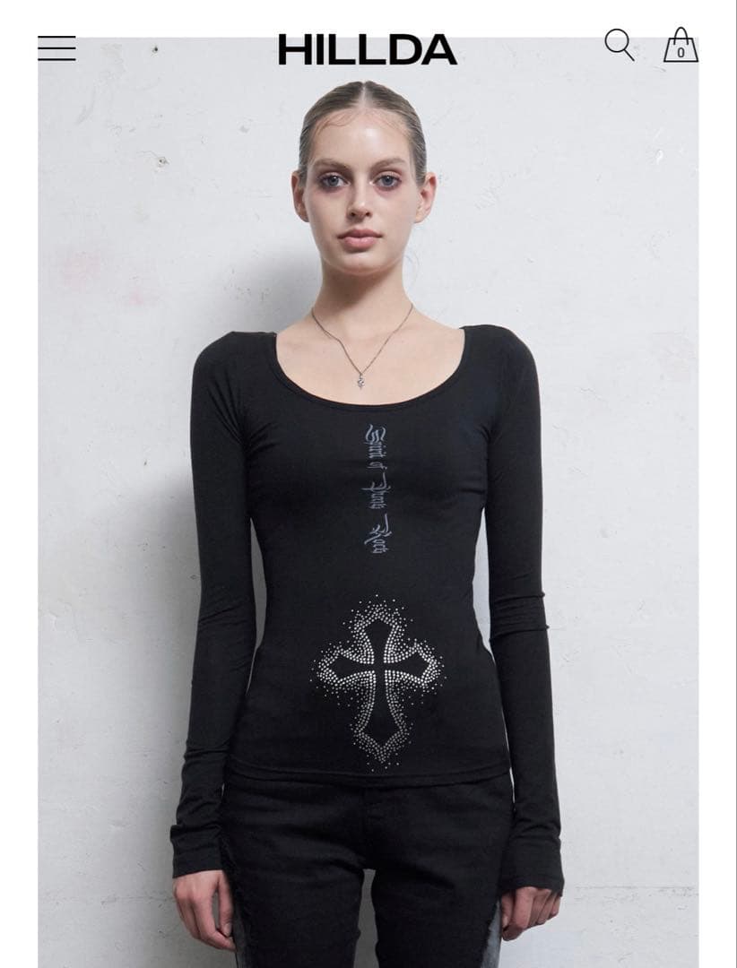 トップス HILLDA Cross Hotfix Long Sleeve black