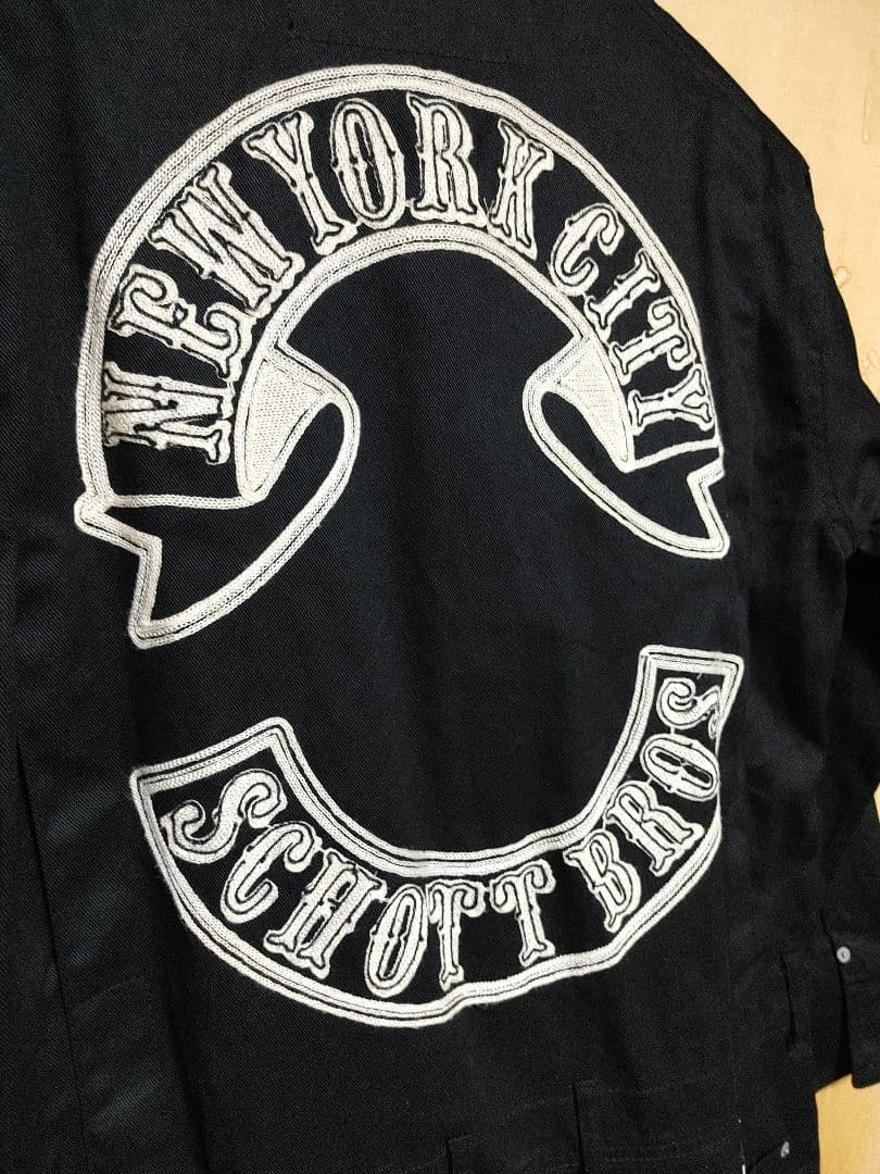 ✨希少柄✨刺繍✨Schott N.Y.C ショット オーバーオール Lサイズ