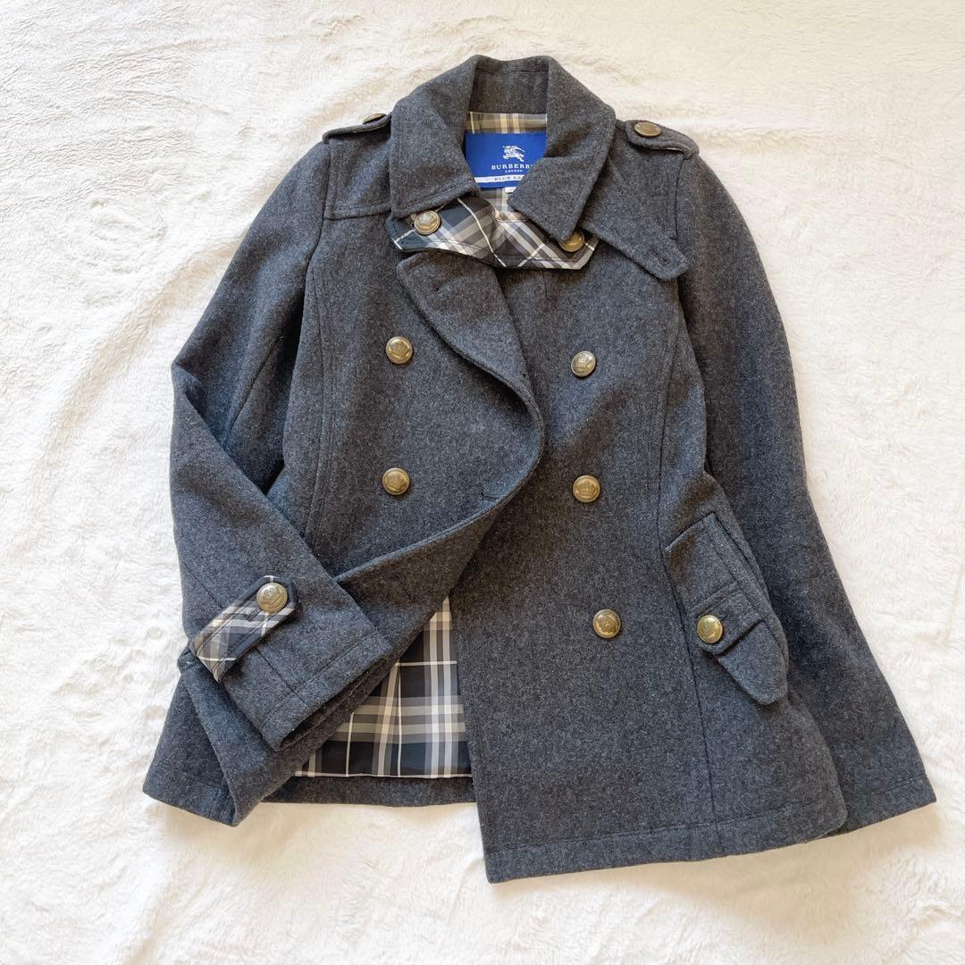 美品★バーバリーブルーレーベル　Pコート　金ボタン　ナポレオンコート　38