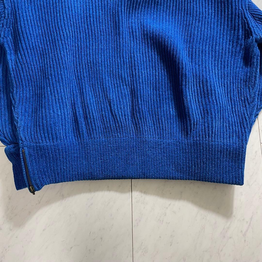 イッセイミヤケ 筆タグ ニット セーター レザー ジップ アーカイブ ブルー