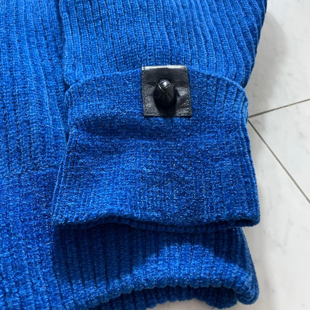 イッセイミヤケ 筆タグ ニット セーター レザー ジップ アーカイブ ブルー