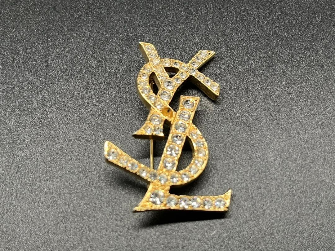 ◇ Saint Laurent サンローラン YSLラインストーン ブローチ