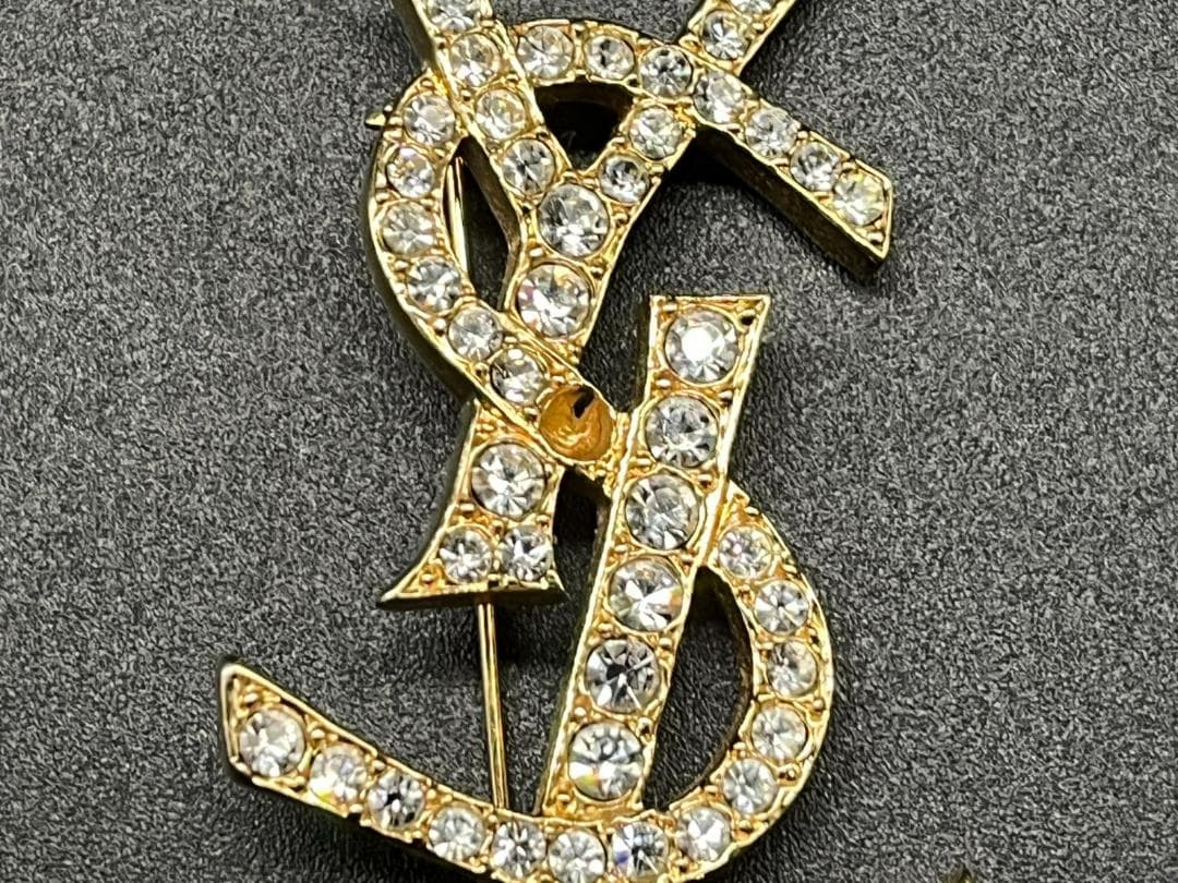 ◇ Saint Laurent サンローラン YSLラインストーン ブローチ