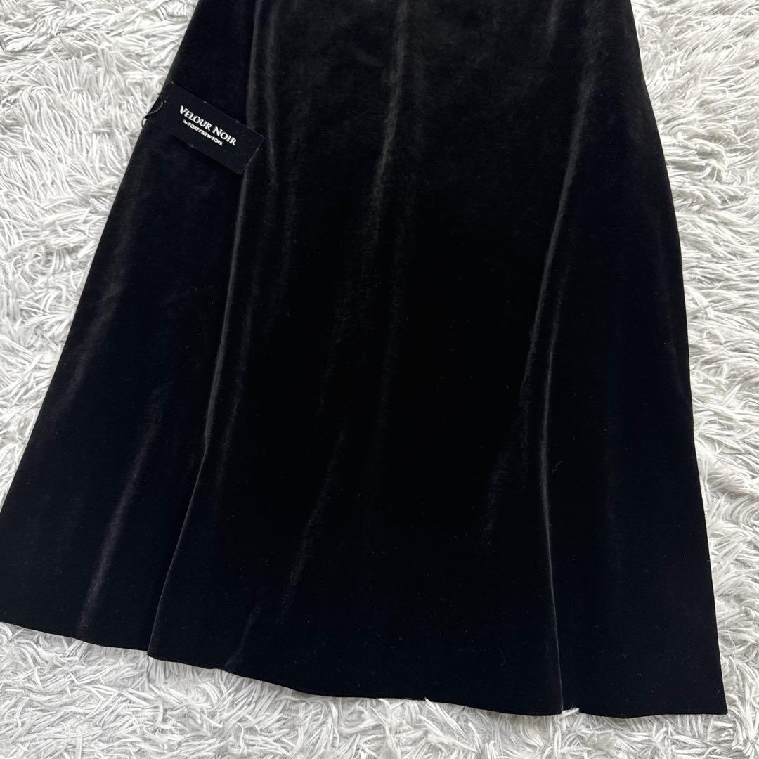 未使用級✨フォクシー Aラインベロアワンピース シフォンフリル 半袖 ブラック