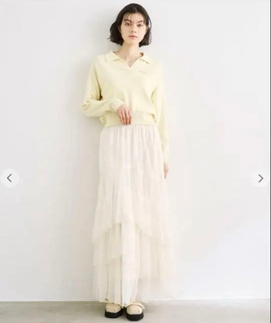 ココディール　Wカラースキッパーニットプルオーバー　イエロー