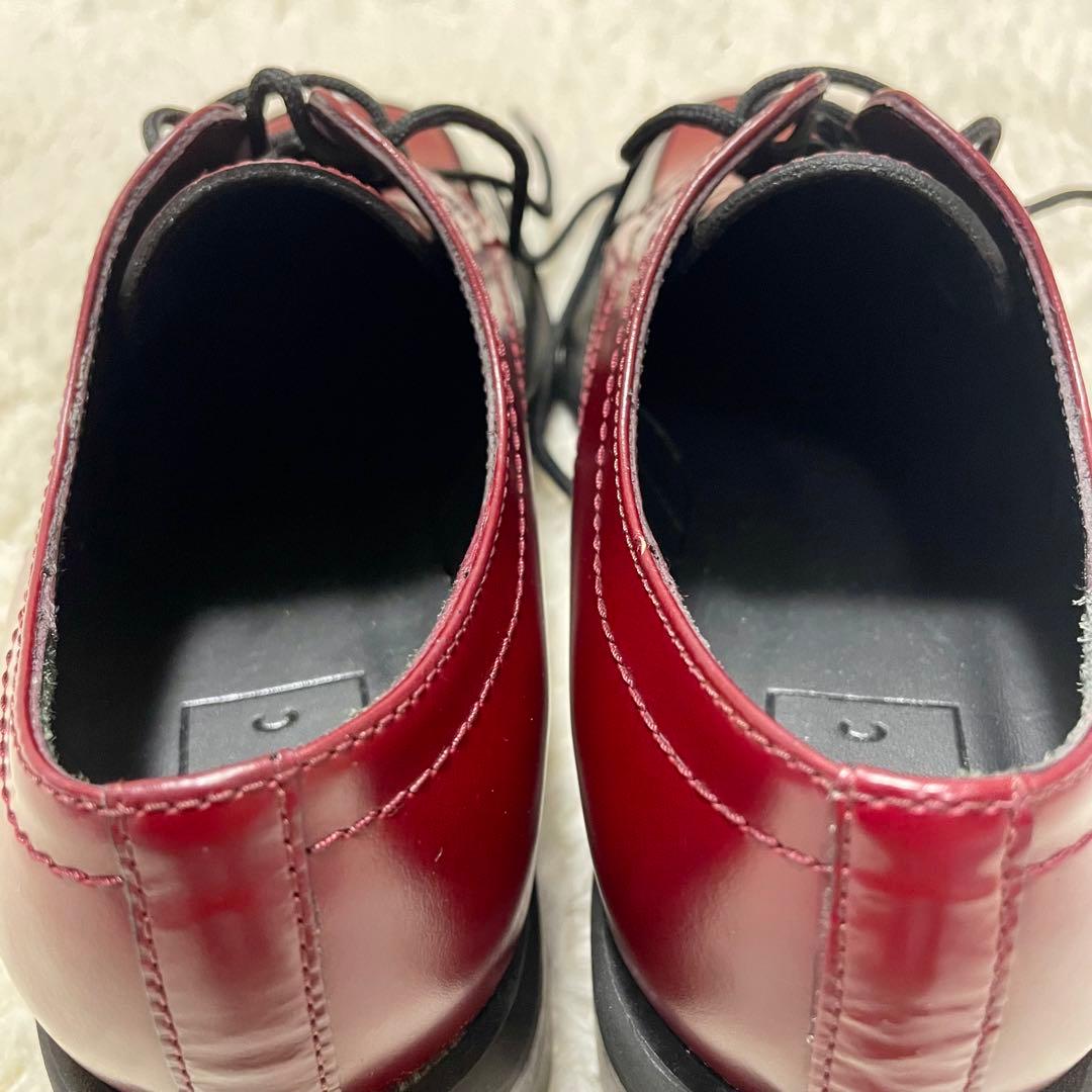 未使用級 PLAN C プランシー スクエアトゥ レザー レースアップシューズ