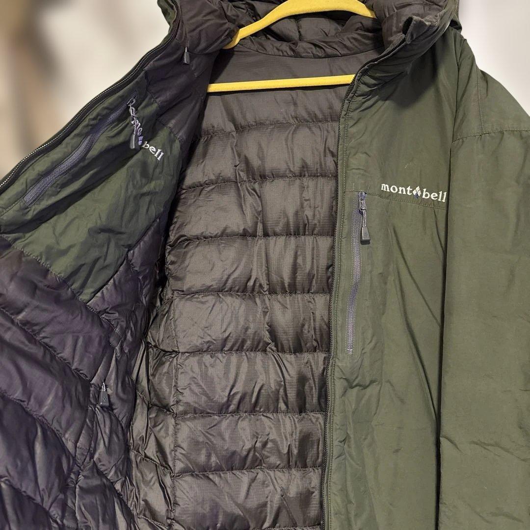mont-bell フード付きダウンジャケット オリーブグリーン