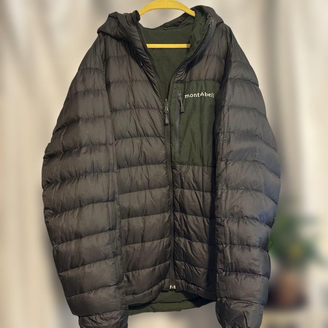 mont-bell フード付きダウンジャケット オリーブグリーン