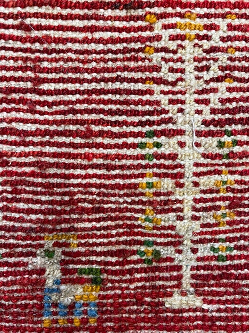 百ちゃん様用　新品　ペルシャ絨毯　手織り　ギャッベ　茜色　山羊　150×50cm