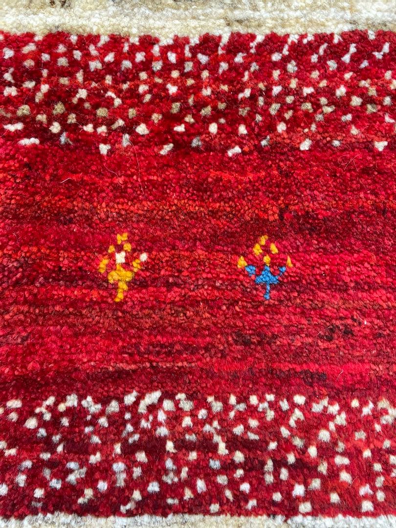 百ちゃん様用　新品　ペルシャ絨毯　手織り　ギャッベ　茜色　山羊　150×50cm