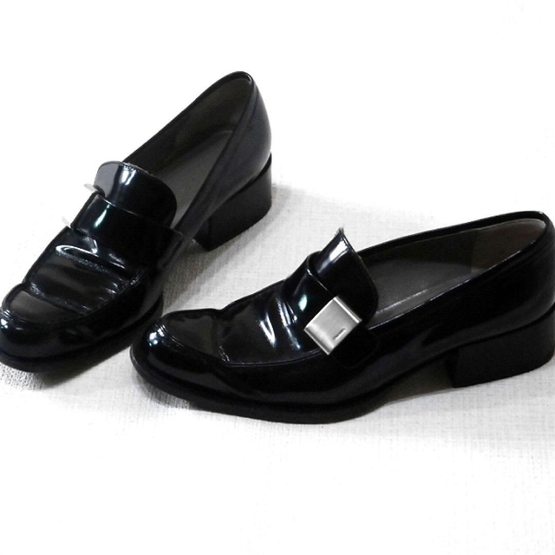 プラダ / ローファー エナメル 黒 6.5 ローヒール チャンキー パンプス