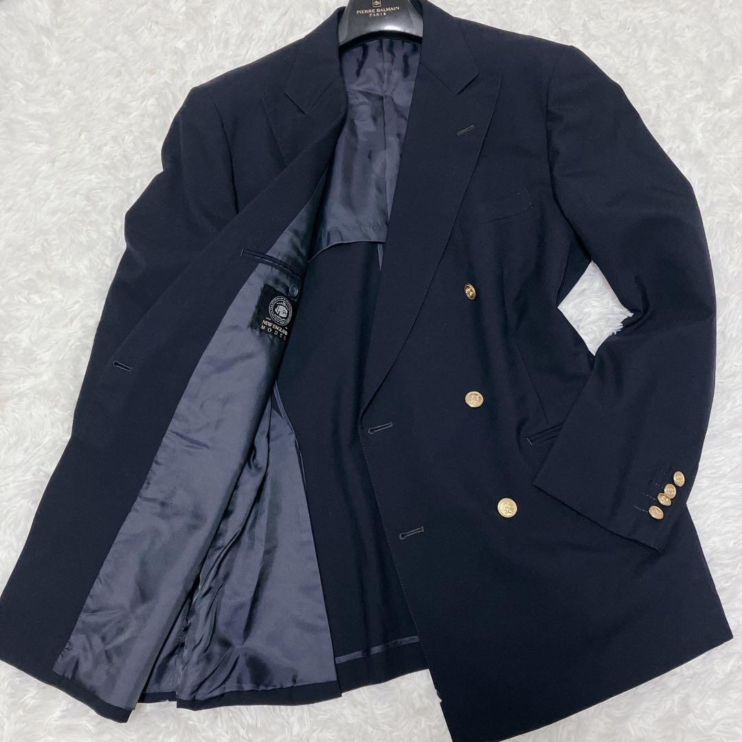 極美品J.PRESS 紺ブレ ダブル ＸL 金ボタン ブレザー ネイビー AB7
