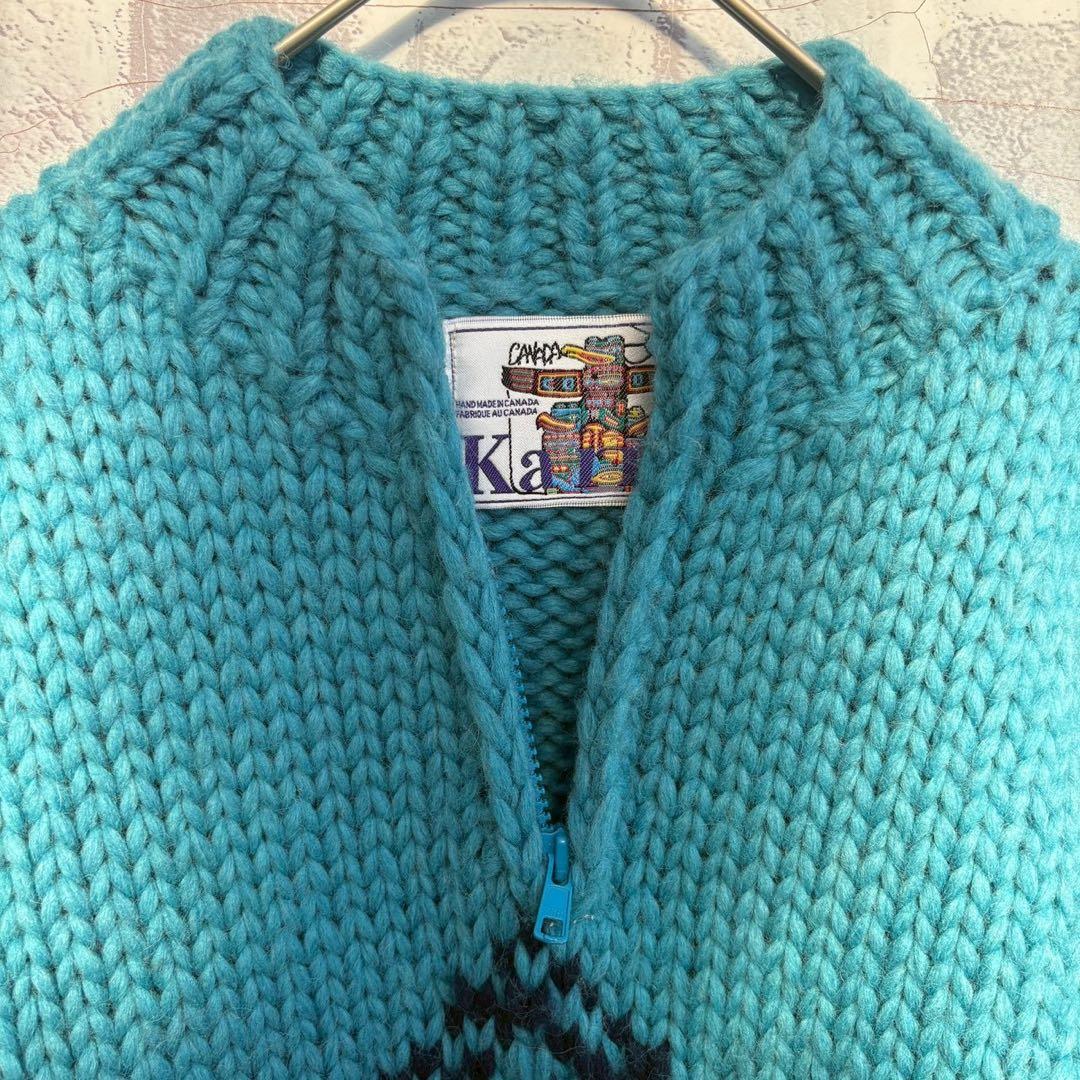 肉厚◎ カナダ製　Kanata カナタ　ハーフジップ　カウチン　セーター　ニット