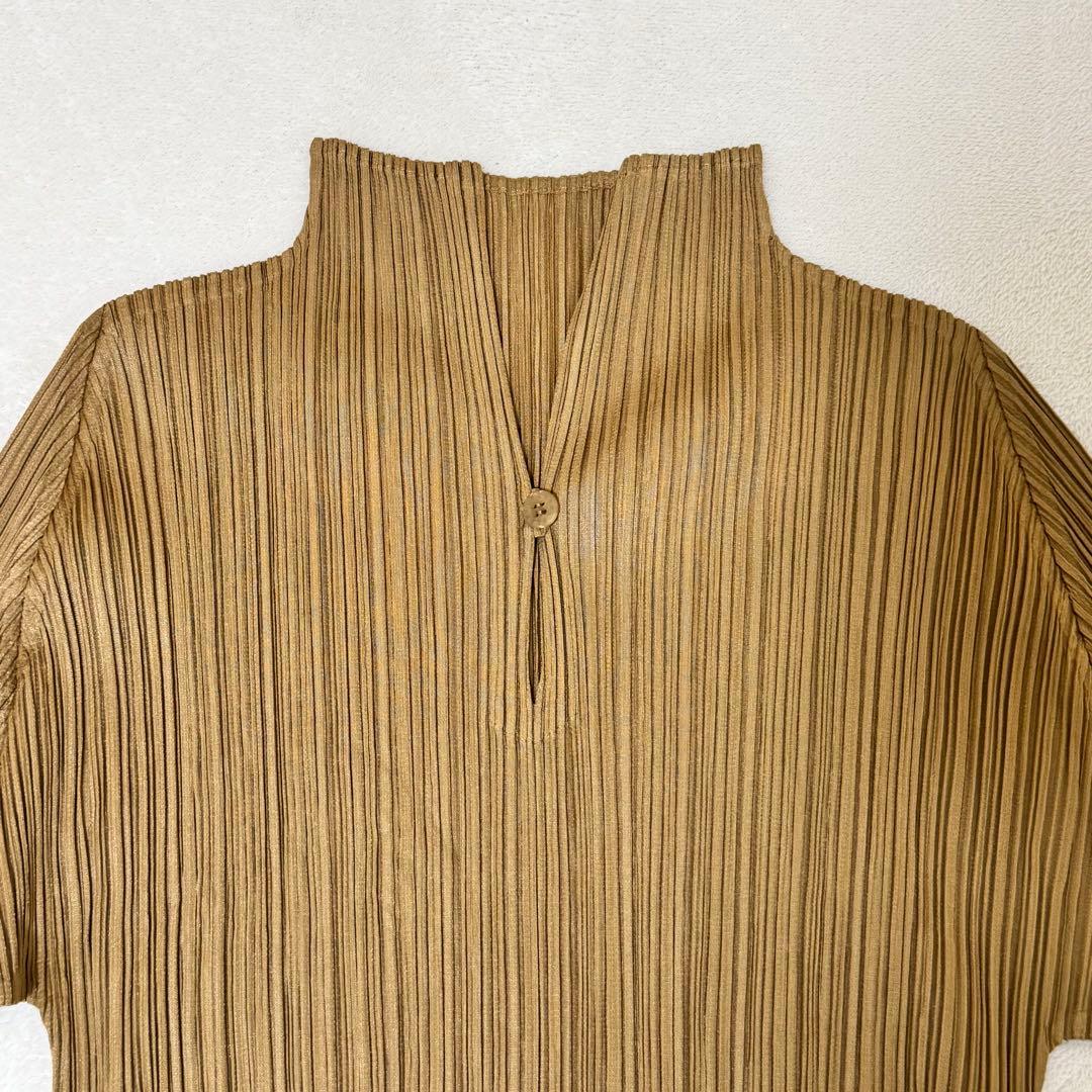 PLEATS PLEASE プリーツ　ワンボタン　ブラウン　長袖　トップス