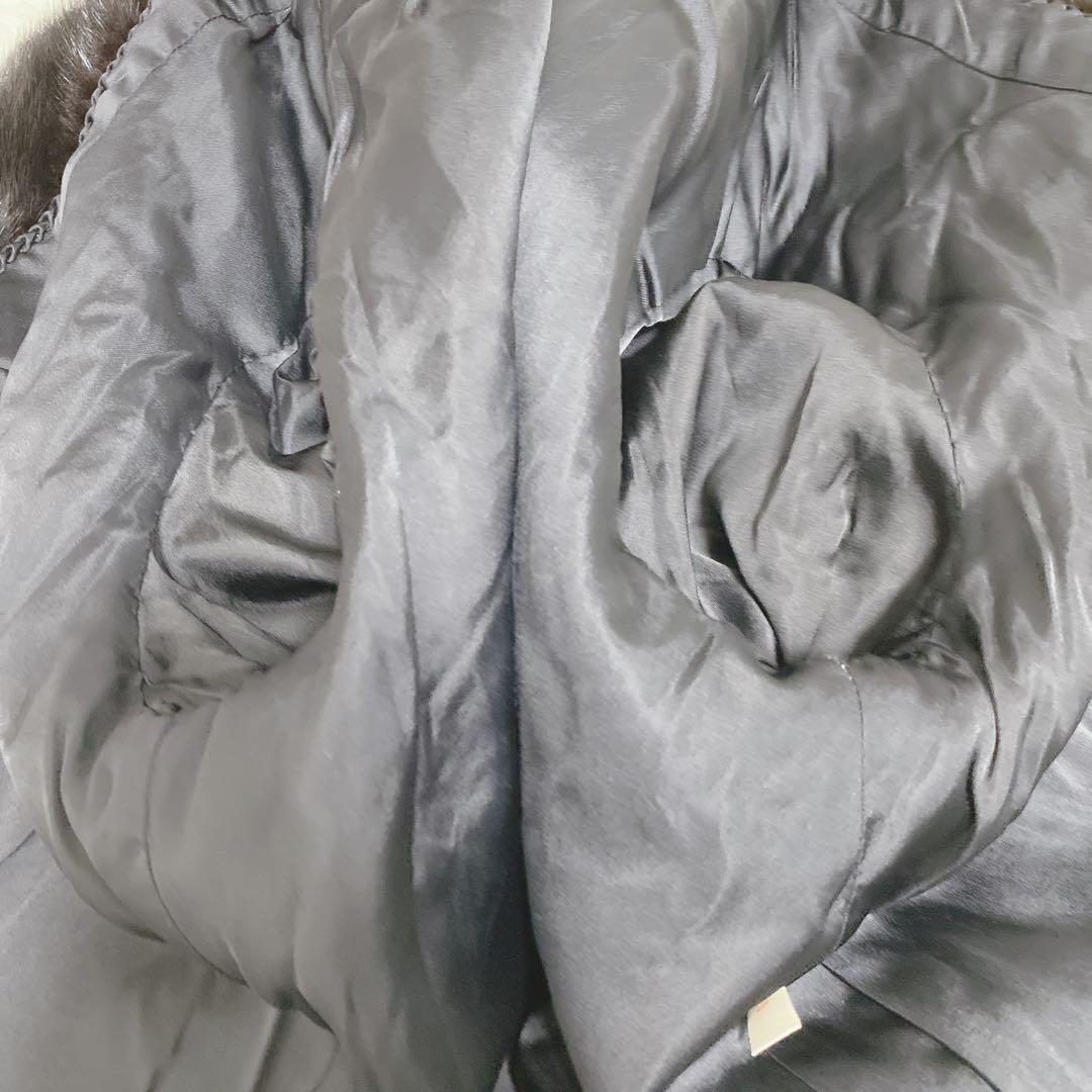 大きいサイズ 高級リアルファー コート ミンク ダークブラウン 13