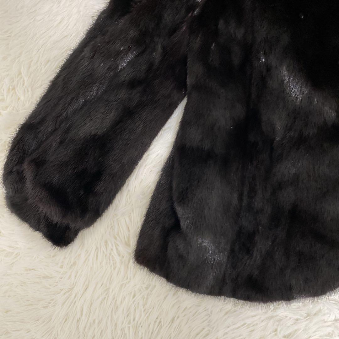 大きいサイズ 高級リアルファー コート ミンク ダークブラウン 13