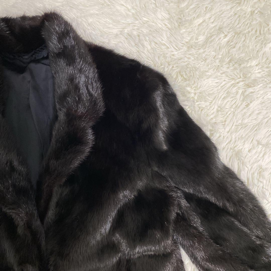大きいサイズ 高級リアルファー コート ミンク ダークブラウン 13