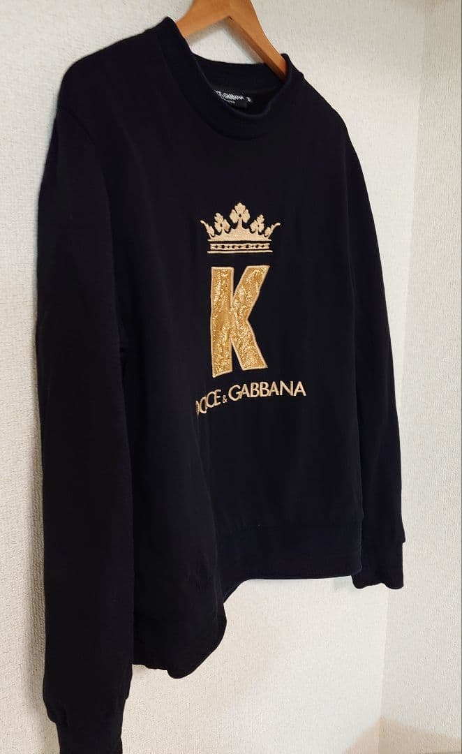 【美品】ドルガバ DGプリント クルーネックスウェットトレーナー ブラック 50