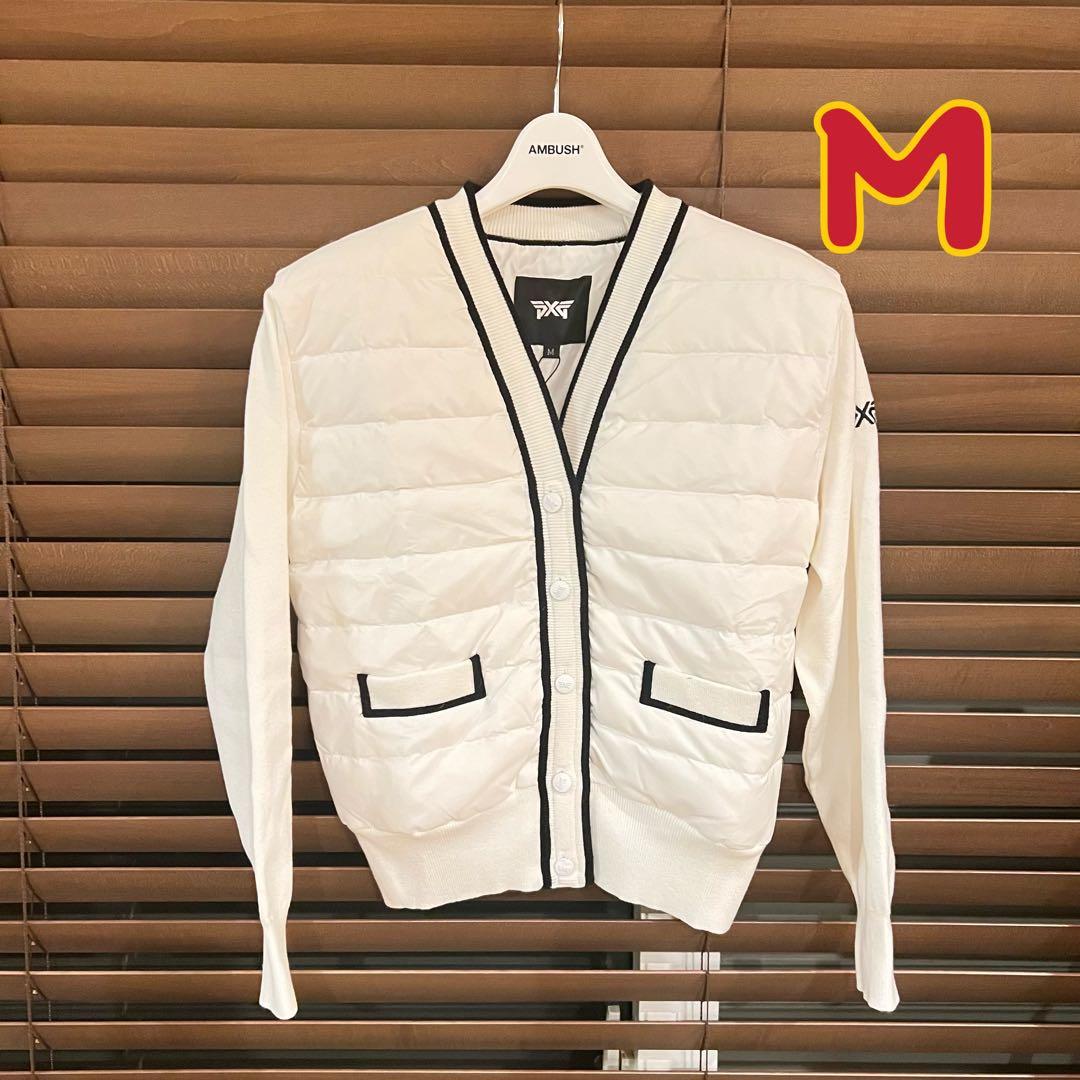 PXG ゴルフ レディース ニットダウン カーディガン ジャケット 長袖 白M