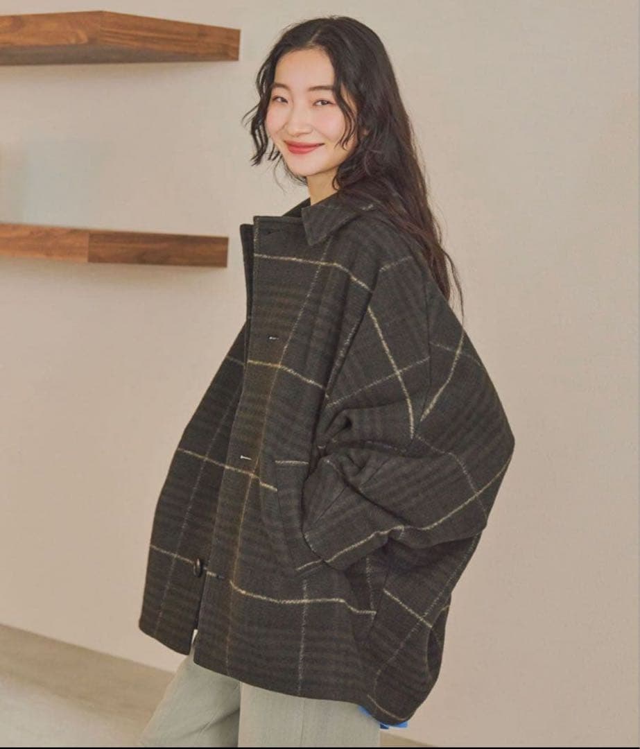 ニコアンド　ライトモッサドルマンジャケットコート　ブラウン