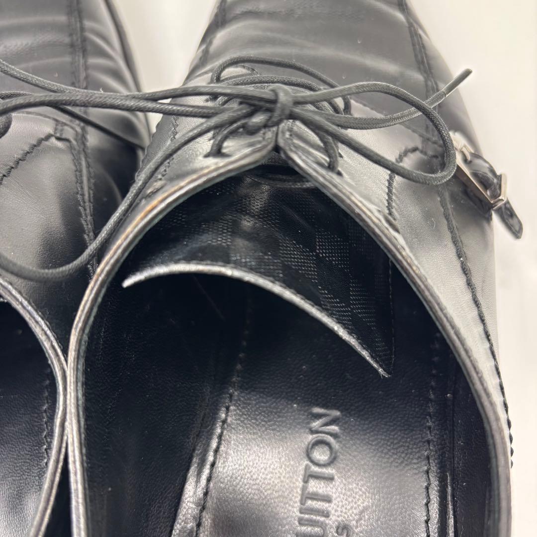 LOUIS VUITTON ダミエ型押し レザーシューズ ブラック 8 正規品