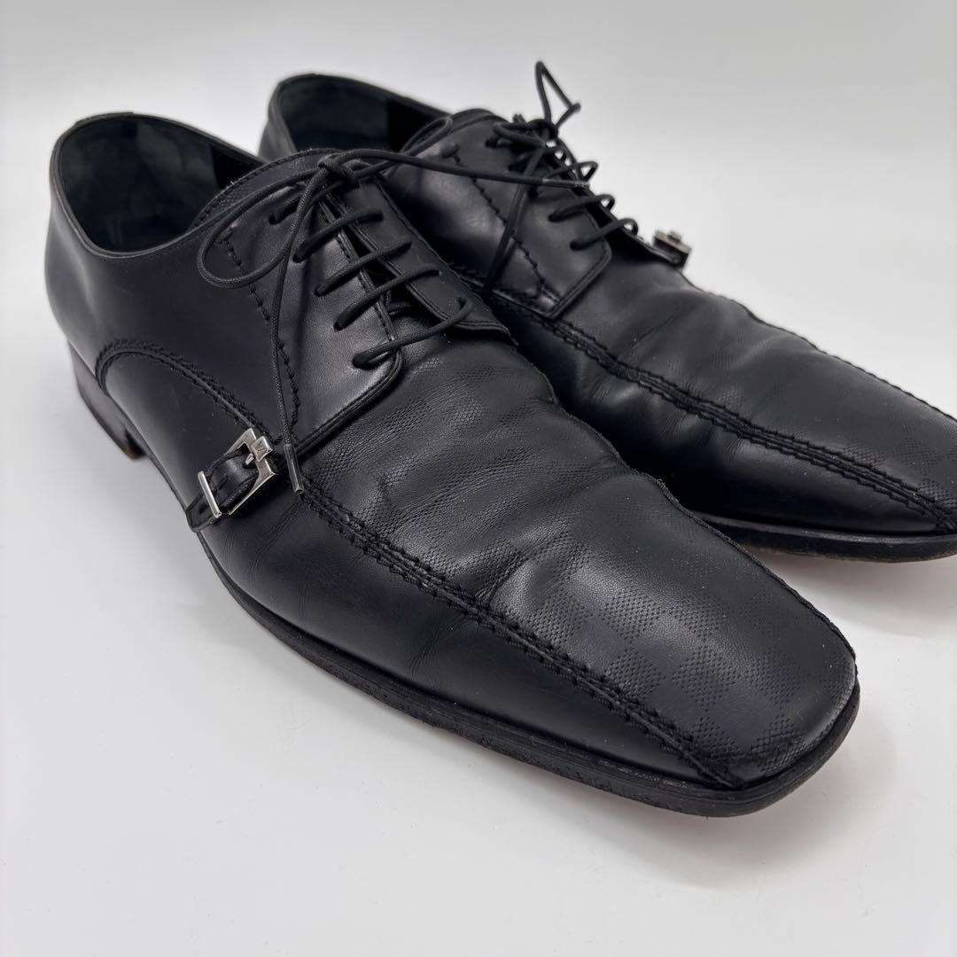 LOUIS VUITTON ダミエ型押し レザーシューズ ブラック 8 正規品