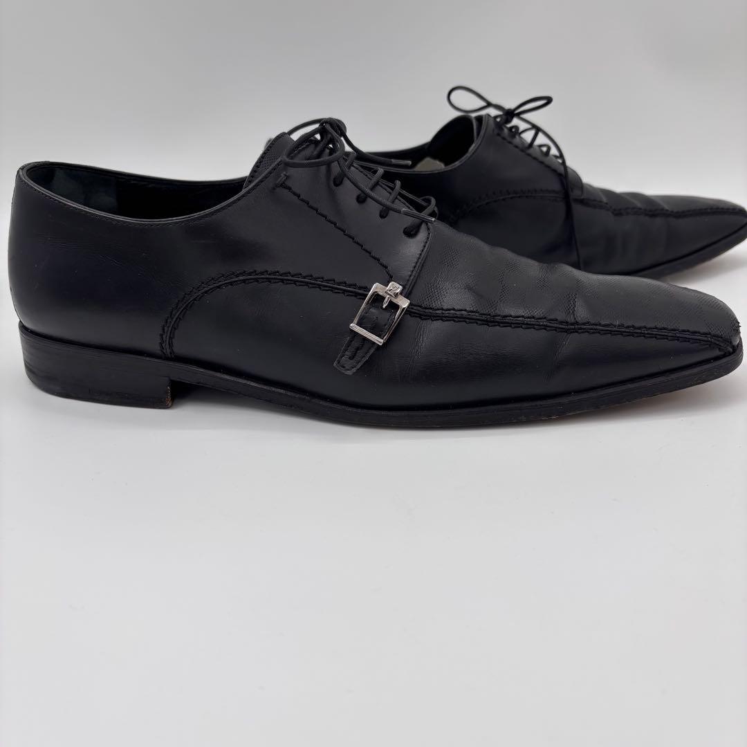 LOUIS VUITTON ダミエ型押し レザーシューズ ブラック 8 正規品