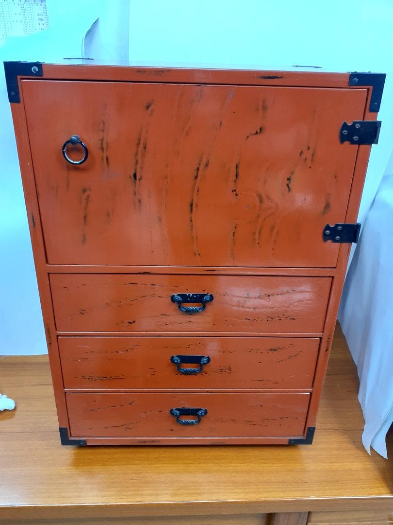 中古　木根来塗　島安汎工芸　漆塗　引出し　小型